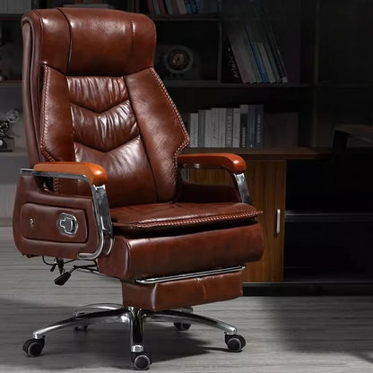 Swivel Office Chair Recliner Vintage Leather Study Arm Office Chair Ergonomic Luxury Cadeira Para Computador Furniture Home