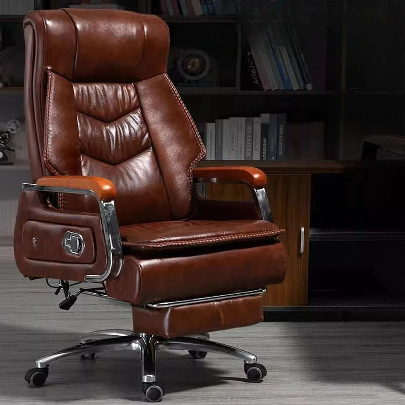 Swivel Office Chair Recliner Vintage Leather Study Arm Office Chair Ergonomic Luxury Cadeira Para Computador Furniture Home