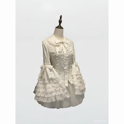 Lace Doll-Style Lolita Princess Sleeve Shirt, Long-Sleeved Versatile Top for Summer, Cute Lolita Inner Wear | Kimlud...