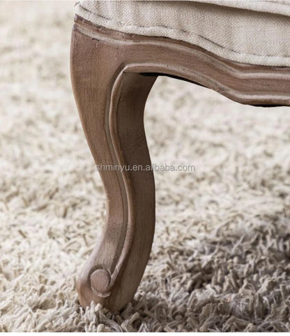 French farmhouse antique wooden armchair lounge living room furniture with stool accent chair | Kimlud Office Luxury Chair