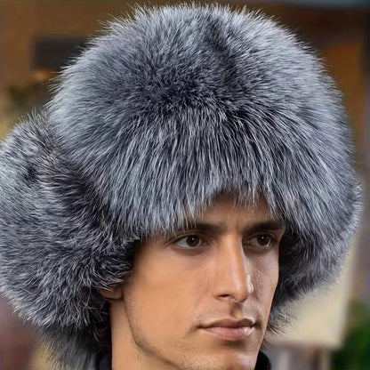 Winter Hat for Men Thickened Faux Fur Ushanka with Ear Protection Russian Bomber Cap Outdoor Warm Beanie