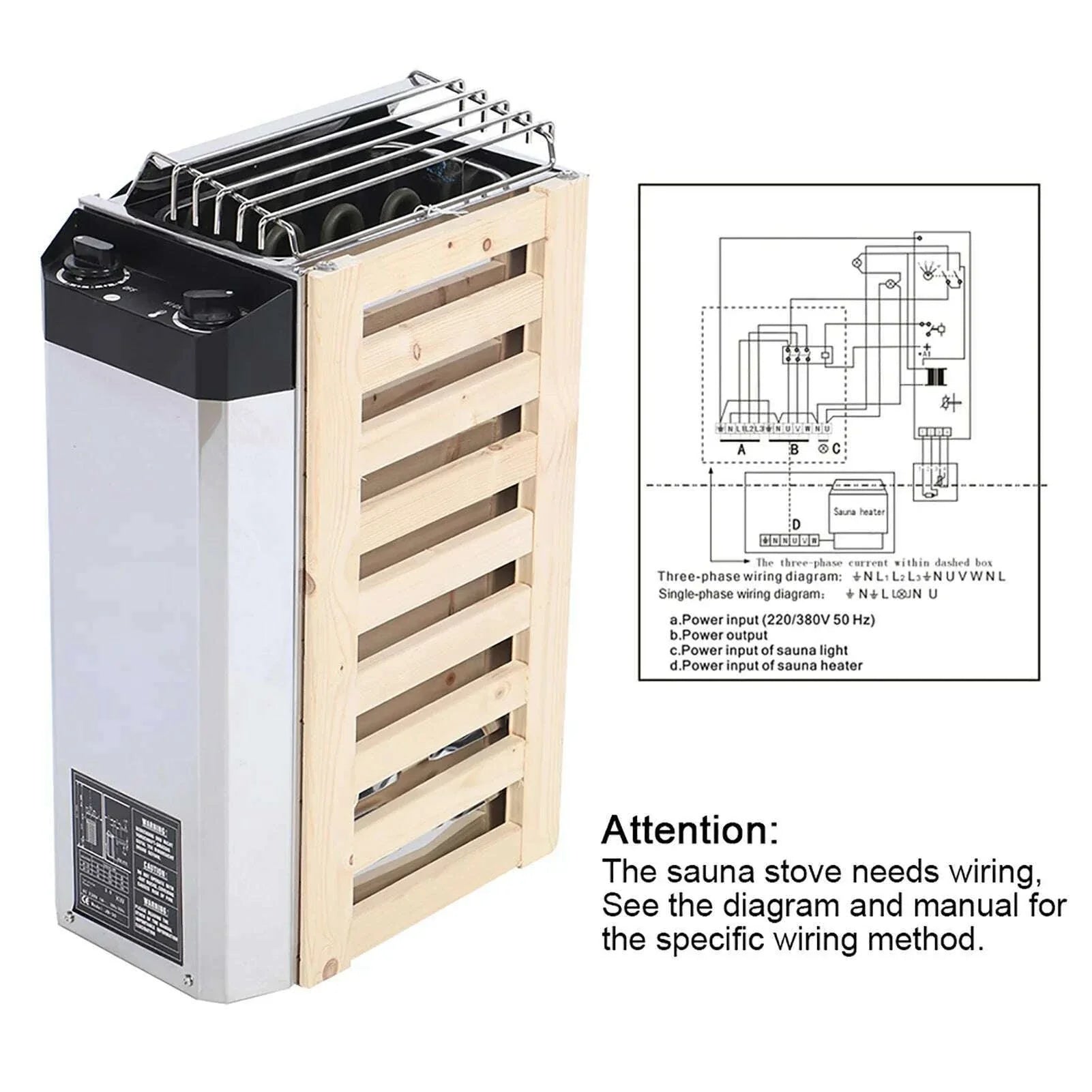 3KW Internal Control Type Stainless Steel Sauna Stove Heater Heating Tool for Sauna Room Stainless Steel Sauna Stove Sauna Stove