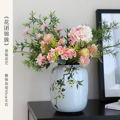 Chinese ceramic vase ornament, living room entrance floral art, home hydroponics creative simple round housewarming gift flower
