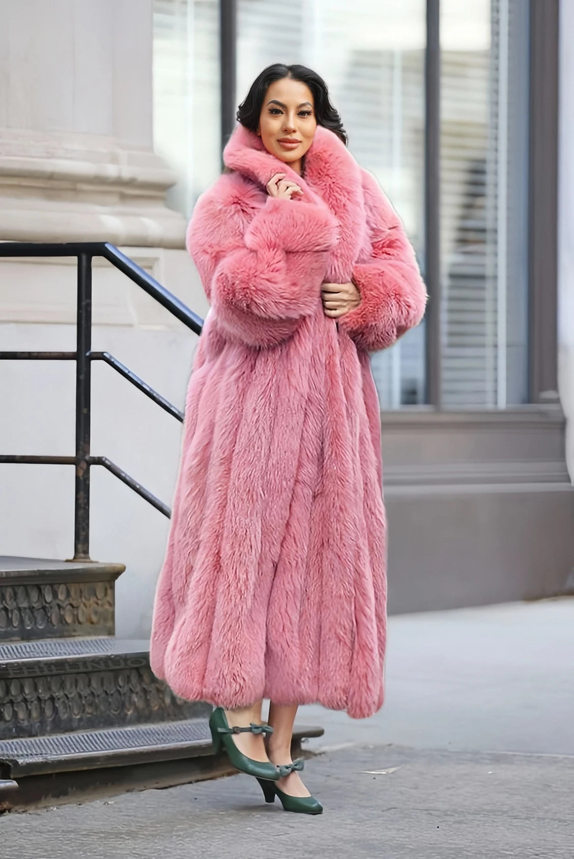 Chic Oriented Women's Faux Grass Outerwear Fashionable Casual Comfort Autumn-Winter Long Solid Color Lapel Faux Grass Coat