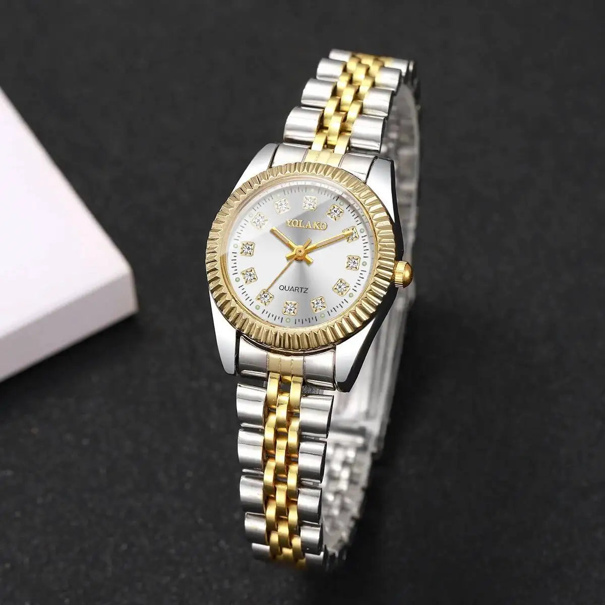 Luxury Rhinestone Women Watches Stainless Steel Band Quartz Wristwatch Clock Gift Reloj Mujer（Without Box）