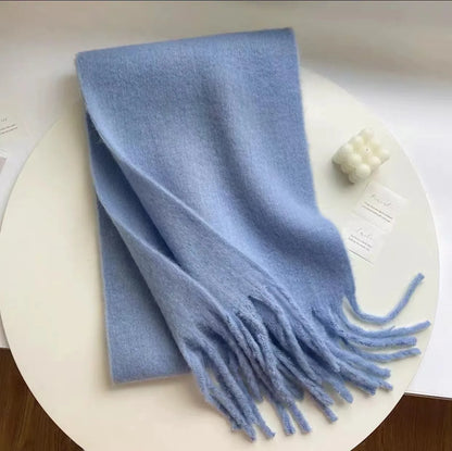 2025 Women Scarf Winter Warm Thick Shawl Wraps Fashion Solid Color Pashmina Scarves Long Tassel Hijab Stoles Bufanda Cashmere - Kimlud