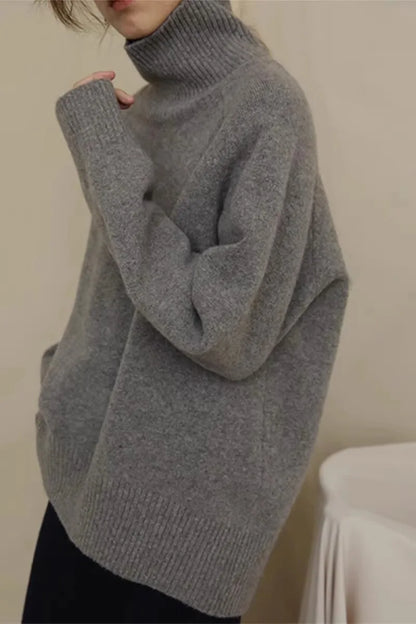 2024 Autumn and Winter New Thick Cashmere Sweater Women High Neck Pullover Sweater Warm Loose Knitted Base Sweater Jacket Tops