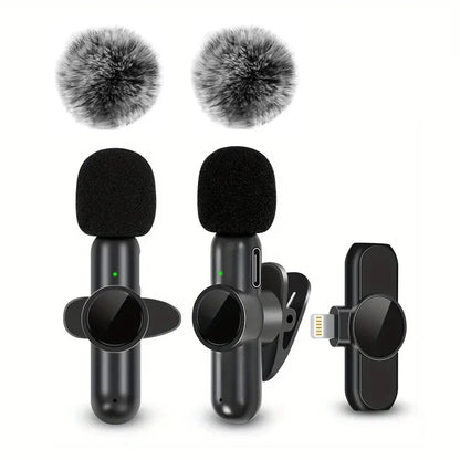 Wireless Lavalier Microphone With Windproof Cover Audio Video Recording Mini Mic For iPhone Android Mobile Phone Microphone - Kimlud