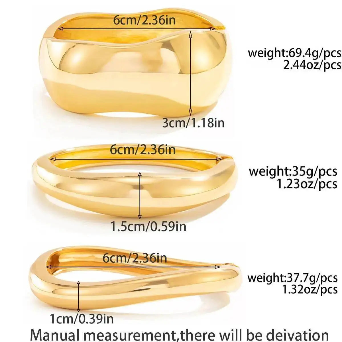 Ingemark 3 Styles Punk Metal Spring Wide Bangles Women Hip Hop Gold Color Geometric Arm Bracelets Grunge Jewelry...