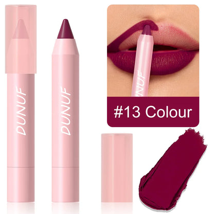 18-Colors Lipstick Pencil Waterproof Sexy Red Matte Contour Tint Lipstick Lasting Non-stick Cup Lipliner Pen Lip Makeup...