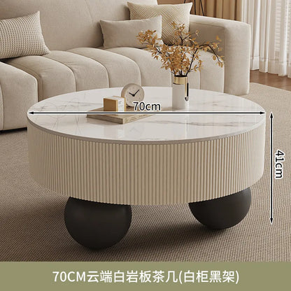 Round Designer Coffee Table Storage Nordic Aesthetic Minimalist Coffee Table Drawers Italian Simple Mesa Auxiliar Home...