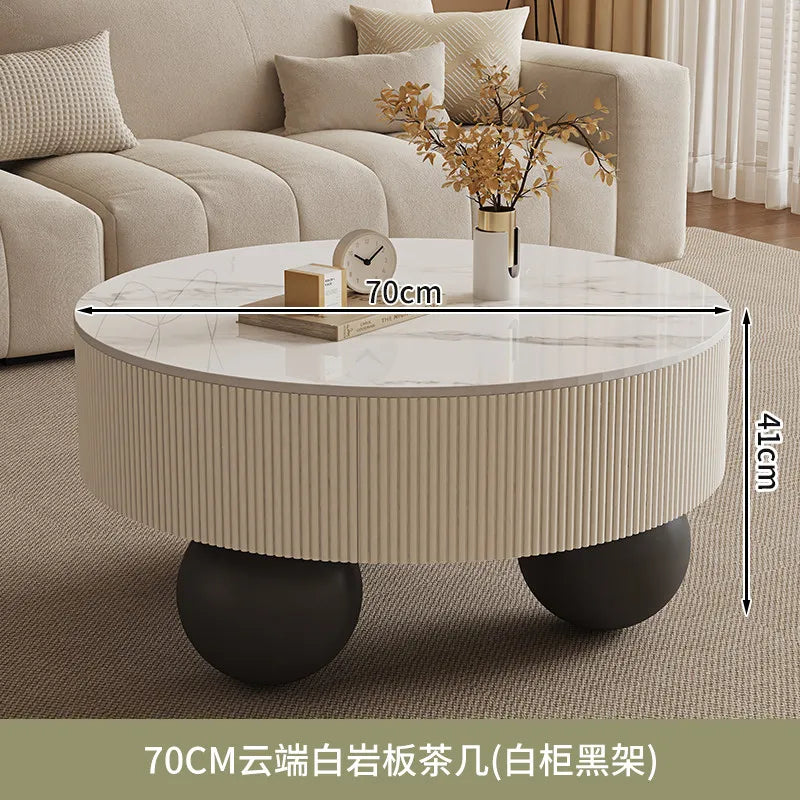 Round Designer Coffee Table Storage Nordic Aesthetic Minimalist Coffee Table Drawers Italian Simple Mesa Auxiliar Home...