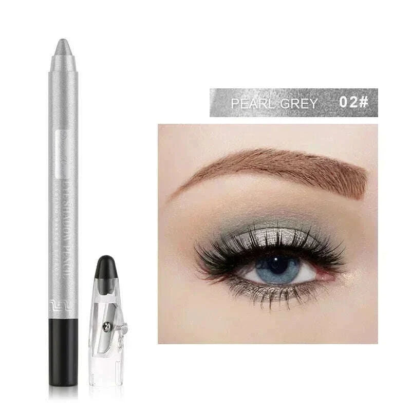 Pearlescent Eyeshadow Pen with Pencil Sharpener Fine-shine Lying Silkworm Pencils Highlighter Multi-use Eye Shadow Stick Makeup