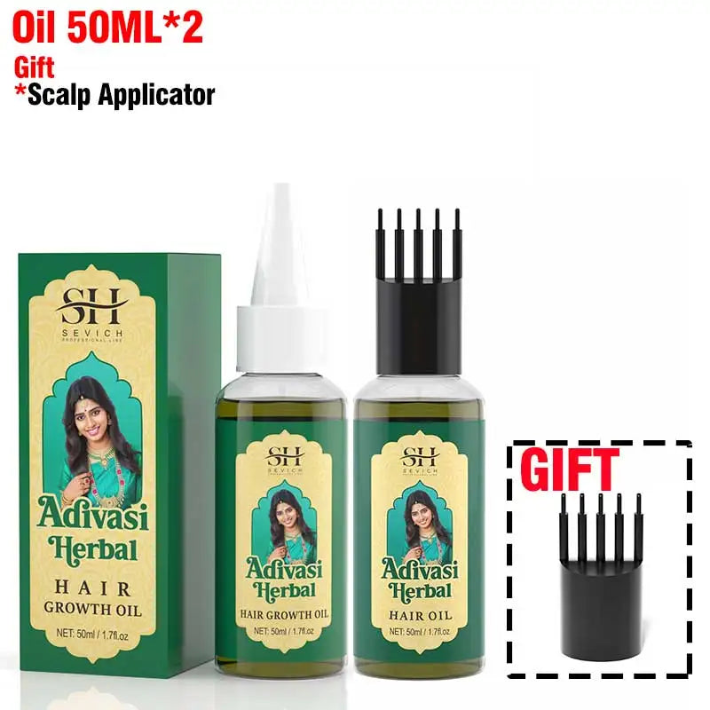 SEVICH Herbal Hair Growth Oil Set Ayurvedic Fast Hair Regrowth Thicken Serum India Adivasi Anti Hair Loss Hair Care...