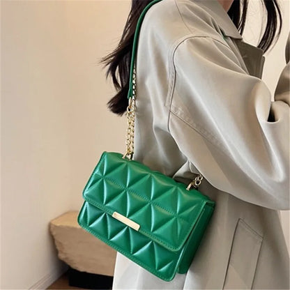 Trendy Quilted Chain Crossbody Shoulder Bag, Stylish Multi Color Small Square Purse, Chic & Perfect for Women's Everyday Use - Kimlud