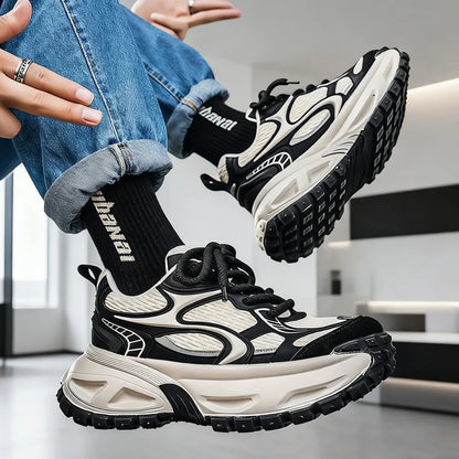 Men's Chunky Sneakers Four Season New Soft Sole Outdoor Running Shoes Fashion Student Casual Breathable Lightweight Sports Shoes