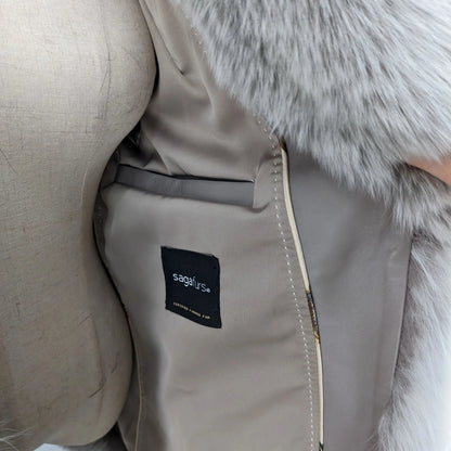 Sweet real fox fur coat with big turn down collar lynx color overcoat thick warm soft jacket length 64 cm 250461