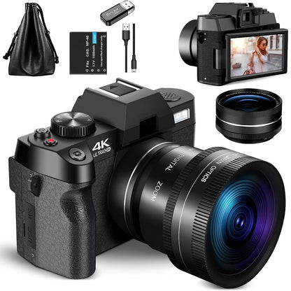 NBD Compact Digital Photography Camera4K Wireless Network Camera Retro Vlog Recorder YouTube 48MP Camera 3"flip Screen - Kimlud