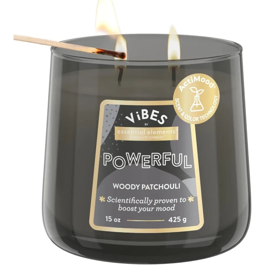 CandleLite Vibes Woody Patchouli MoodEnhancing Scented Candles 15 oz Jar for Home Ambiance Aromatherapy Relaxation HandPoured i