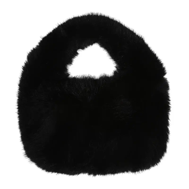 Winter Soft Plush Half Moon Bag Faux Fur Party Clutch Bag Lady Handbags Fluffy Female Winter Purse Casual Tote Bag 1-5PCS