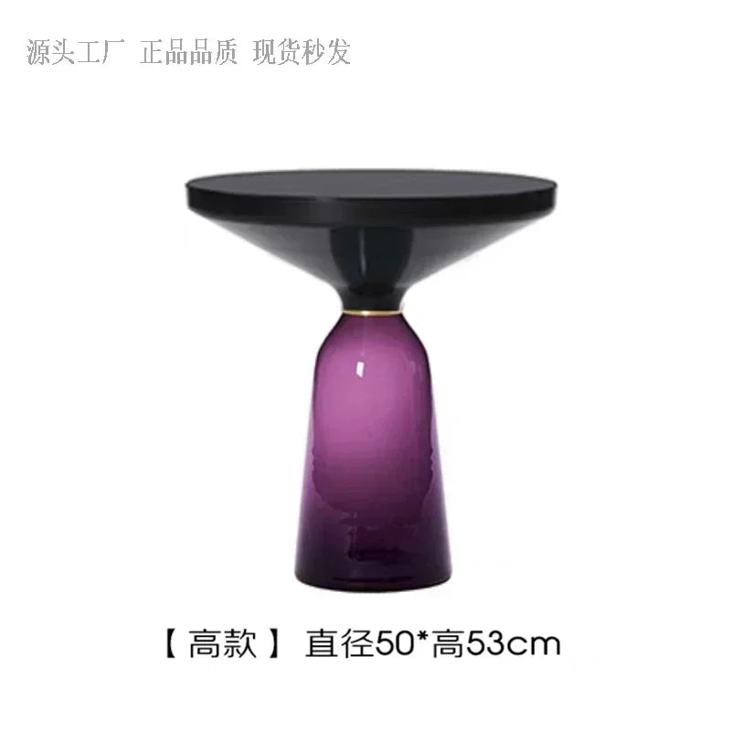 Nordic Creative Glass Round Coffee Table Combination Living Room Reception Side Table Transparent Light Luxury Coffee Tables - Kimlud
