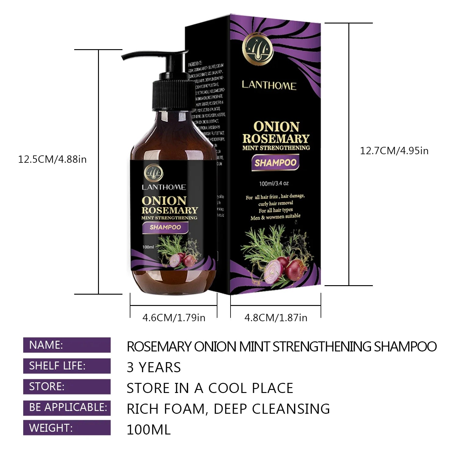 100ML Hair Shampoo For Fast Hair Growth Rosemary Onion Shampoo 30ML Spray Anti Hair Loss Effective Within 7 Day Hair Growth