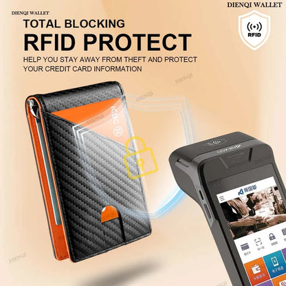 DIENQI Carbon Fiber Rfid Slim Card Luxury Wallet Money Bag Men's Wallet Bifold Billfold