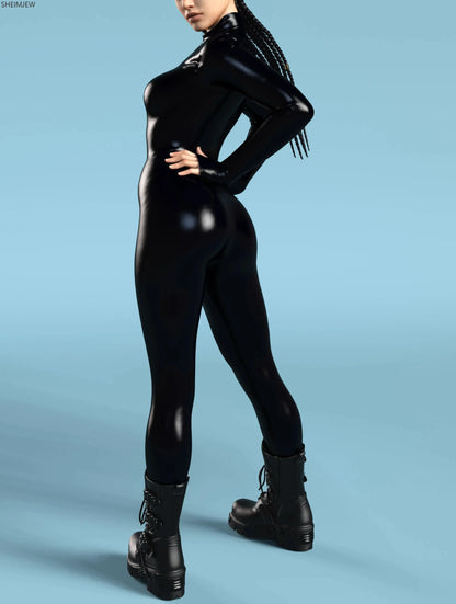 Unisex Sexy Jumpsuit Halloween Punk Cosplay Zentai Suit Holiday Party Black Bodysuit Nightclub Catsuit Rave Suits Cycling Outfit
