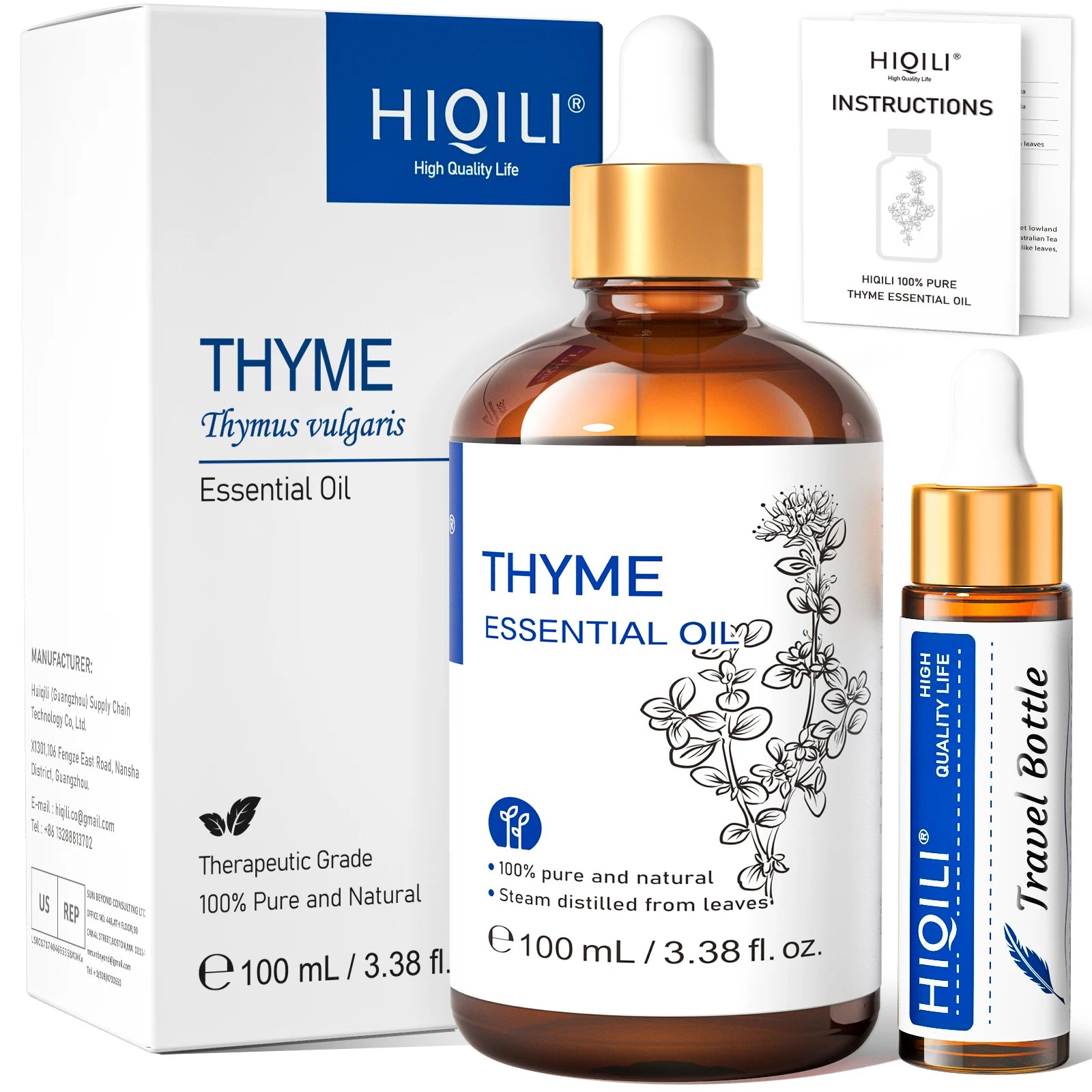 HIQILI Ylang-Ylang Essential Oil 100ML Citronella Geranium 100% Natural Tree Oil for Skin Massage Stress Relief & Aromatherapy