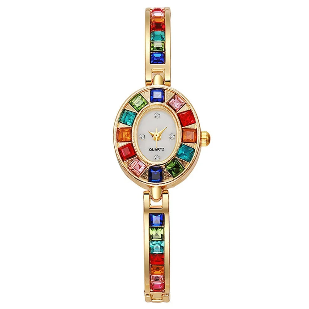 Fashion Rhinestone Women Watch Square Dial Ladies Quartz Watches Bracelet Band Wristwatches - Kimlud