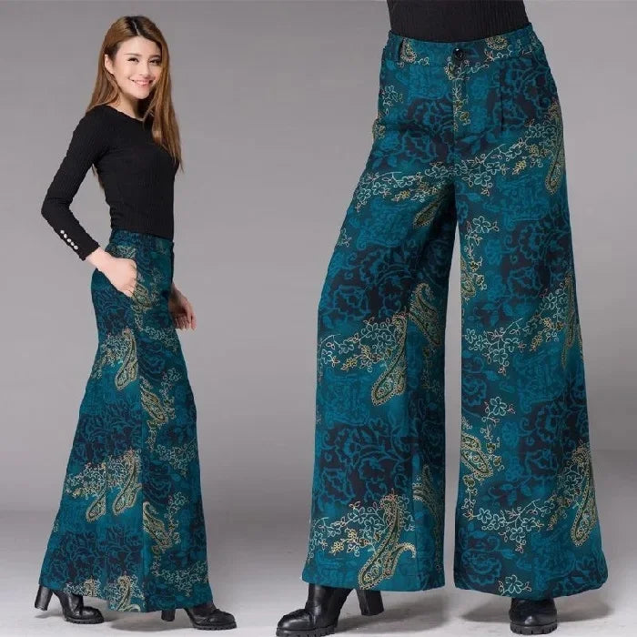 High Waist Floral Print Wide Leg Pants Straight Cut Mom Style Casual Trousers for Women plus Size Long Pants Spring Summer