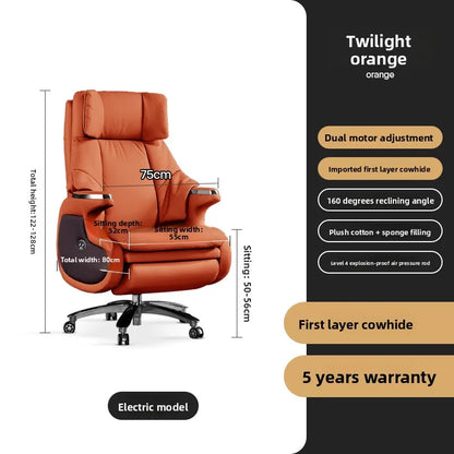 Electric Massage Boss Chair Heated Ventilated Gaming Chair Genuine Leather Executive Computer Seat Luxury Ergonomic Office Chair