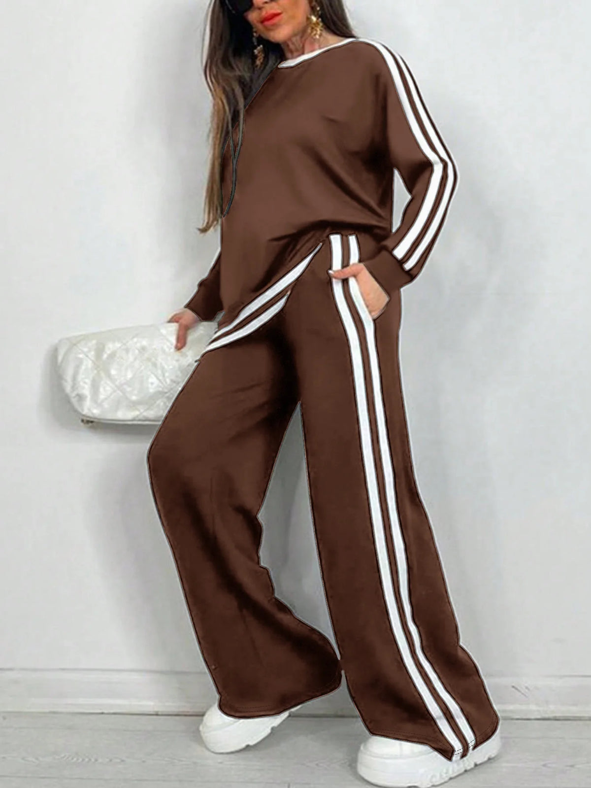2025 Women's Sweat Suit Spring Autumn New Leisure Clothing Fashion Elegant Tops T-shirt Pants 2 Two Piece Set For Women