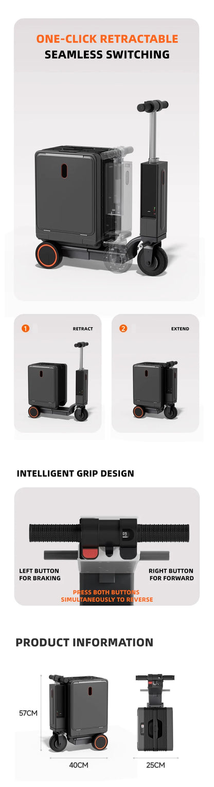 Smart Riding Trolley Luggage Electric Box Spinner Automatic Moving Trolley Suitcase Scooter,electric Carry Ride on...