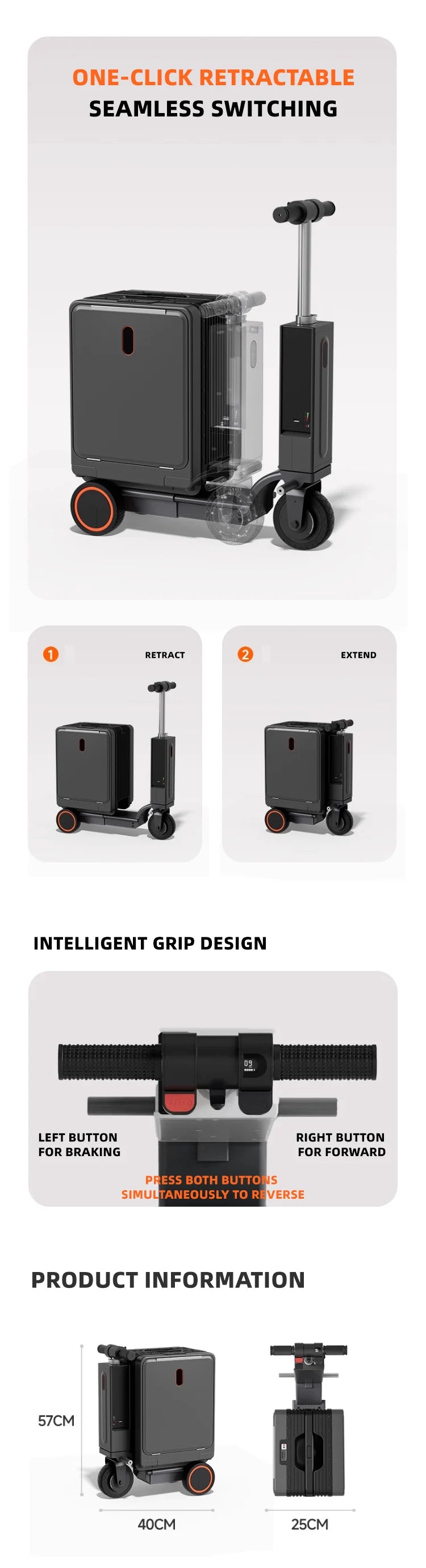 Smart Riding Trolley Luggage Electric Box Spinner Automatic Moving Trolley Suitcase Scooter,electric Carry Ride on...