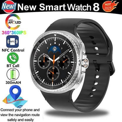 New Smart Watch 8 classic Rotating Dial AMOLED HD Screen Men's GPS NFC Sport modes Fitness Heart Rate Bluetooth Call Smart Watch