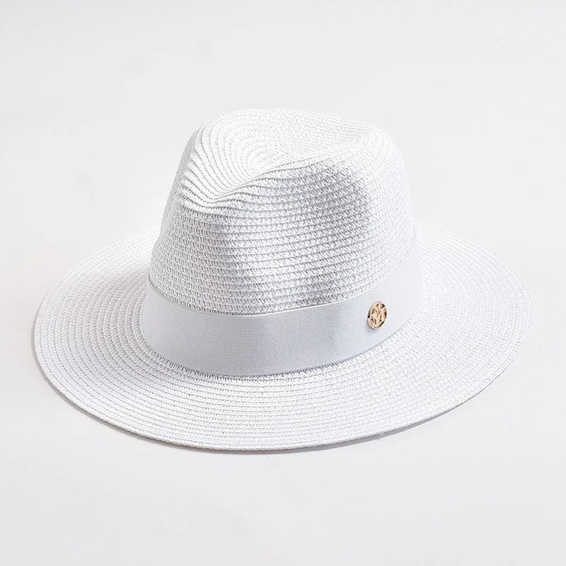 Summer Straw Hats for Women Men Panama Travel Beach Sun Hat Ribbon Decoration Elegant Luxury Jazz Hat