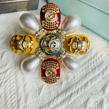 fashion beetle brooch antique style enamel pearl gemstone accessories badge