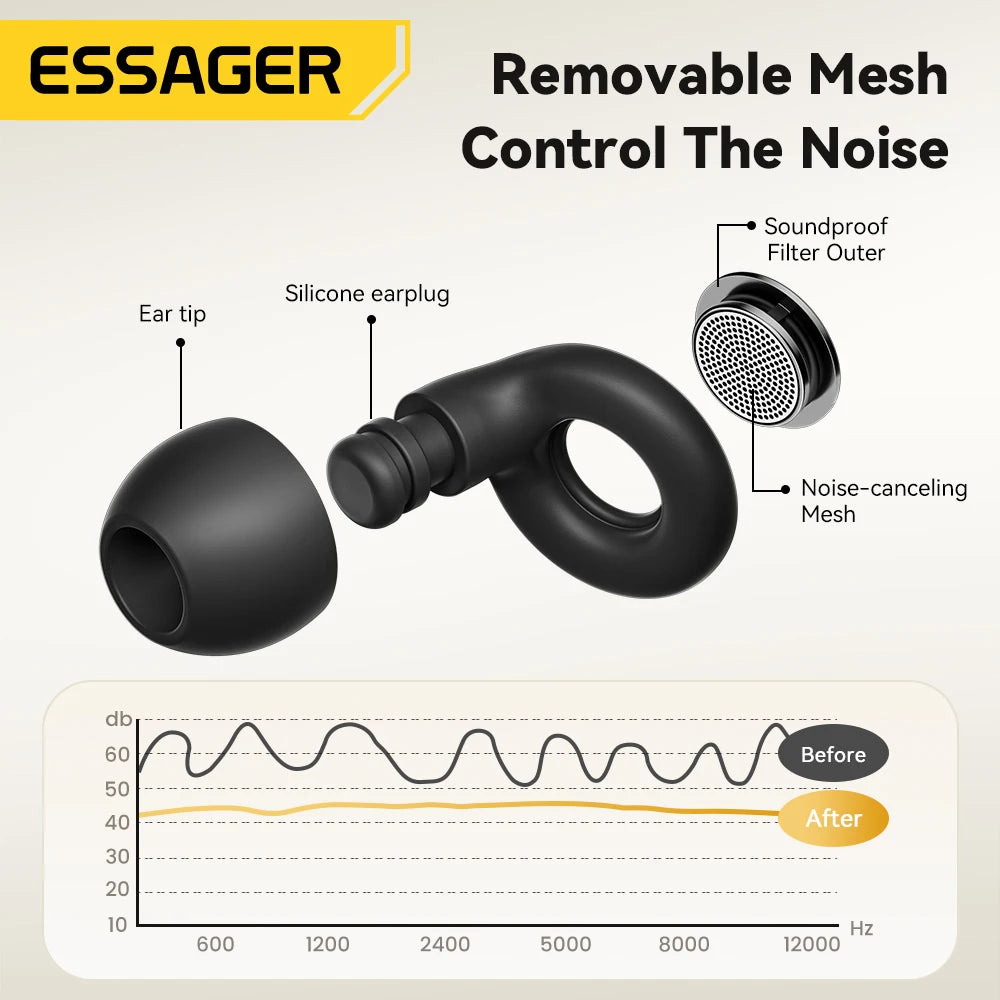 ESSAGER Noise Cancelling Ear Plugs for Sleeping Soft Silicone Sleep Earplugs Noise Reduction Earbuds for Sleep Work Study Travel - Kimlud