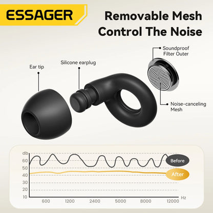 ESSAGER Noise Cancelling Ear Plugs for Sleeping Soft Silicone Sleep Earplugs Noise Reduction Earbuds for Sleep Work Study Travel - Kimlud