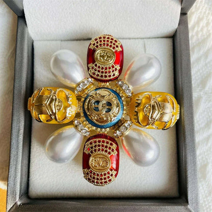 fashion beetle brooch antique style enamel pearl gemstone accessories badge