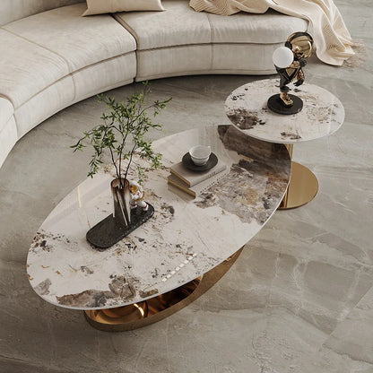Luxury Rock Plate Stainless Steel Living Room Furniture Simple Modern Designer Creative Coffee Table for Small