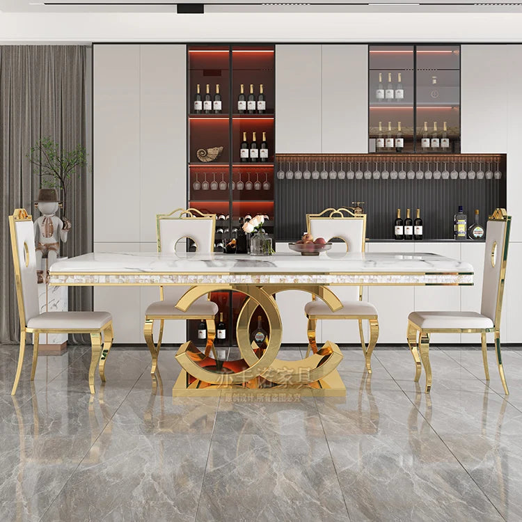 Kitchen Marble Dining Table Restaurant Side Chairs Living Room Study Dining Table Writing Office Muebles Commercial Furniture - Kimlud