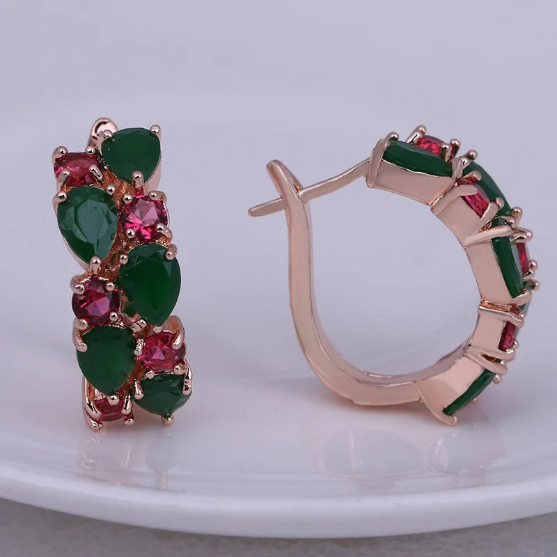 LXOEN 2022 Classic Semi-precious Stone Stud Earrings for Women Silver Color Round Studs Ear Jewelry brinco Gift bijoux