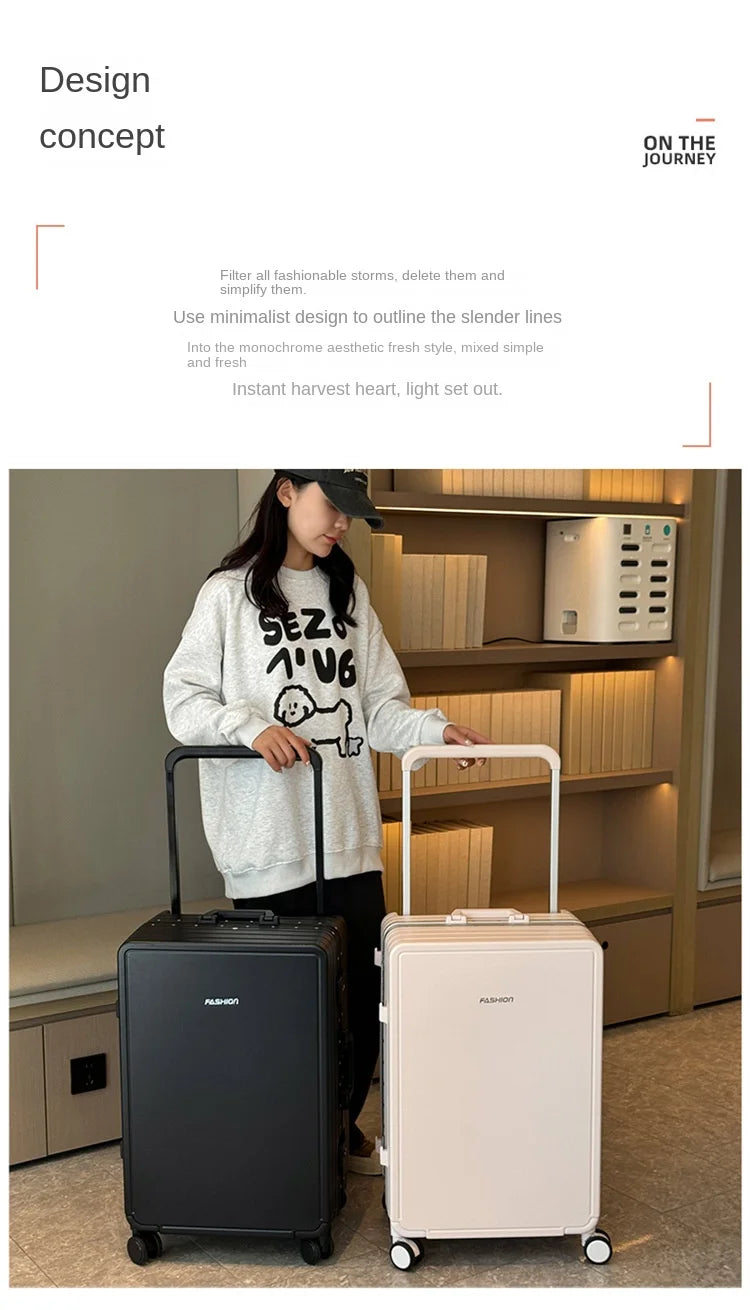 Travel Suitcase Aluminium Frame Wide Trolley Luggage Female Large Capacity Mute Universal Wheel Password Box Carry on...