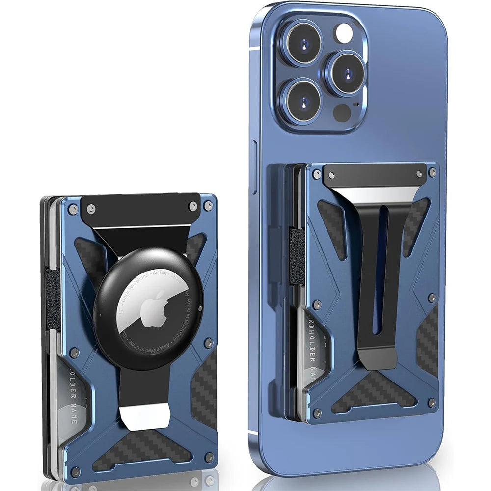 Mag Safe Wallet Money Clip, Air Tag Holder and Money Clip, [With1 Magnetic Sheets], for Magnetic and Non-Magnetic Phones
