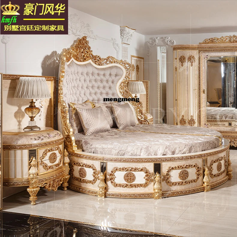 European Luxury Bed Solid Wood Princess Unique Romantic Adult Quality Designer Bed Modern Sleeping Wedding Beliche Furniture - Kimlud