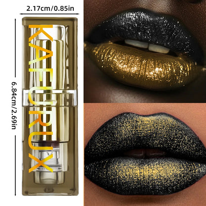 1pc Two-tone Color Glitter Lipstick Non-stick Cup Matte Black&yellow Lip or Eye Makeup Diamond Lipstick or for Eye Shadow Gifts