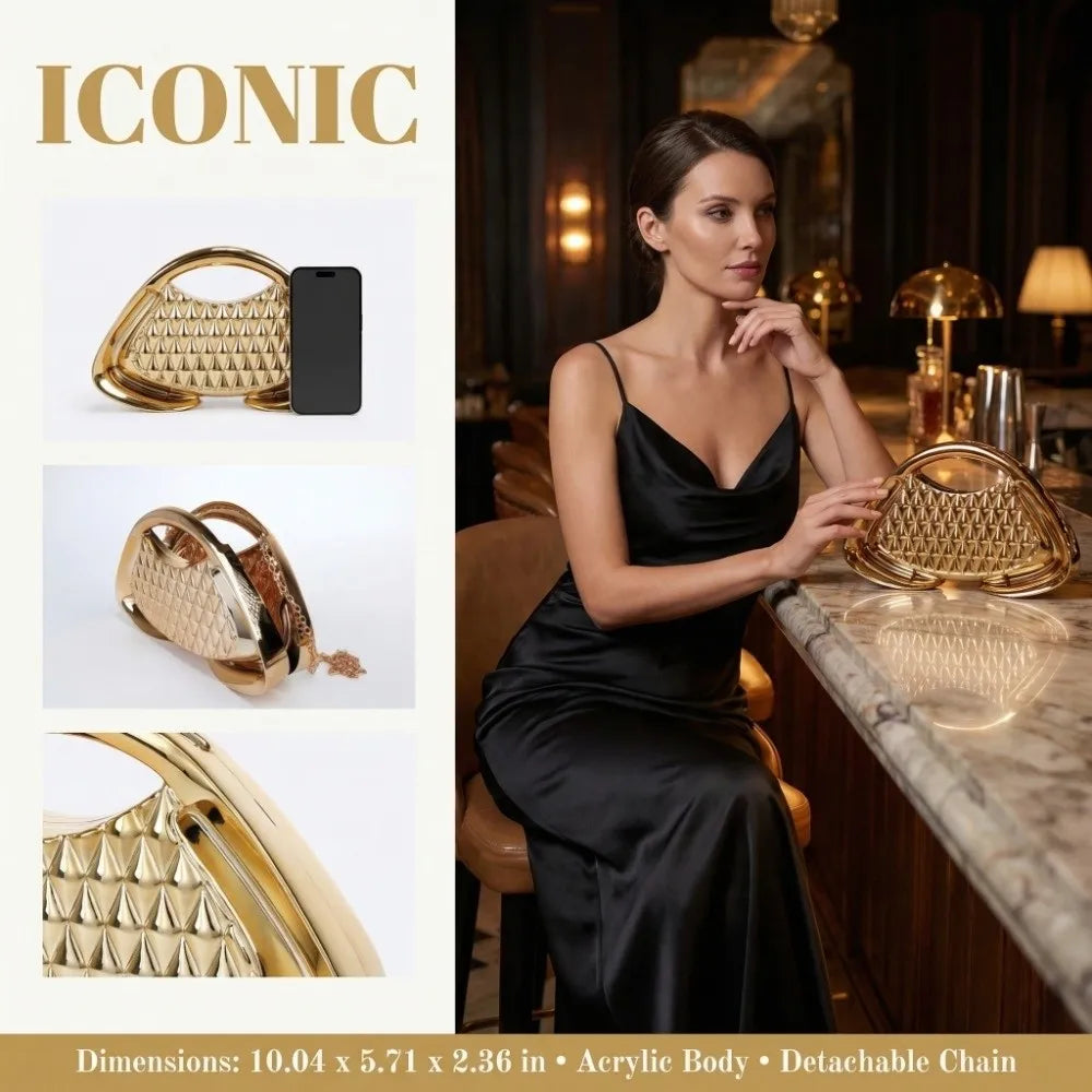 Trendy Luxury Women's Handbags Acrylic Hard Shell Evening Clutch Geometric Shape Mesh Trapezoidal Shoulder Bag Wedding...