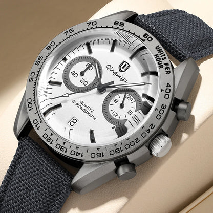 Fashion Chronograph Quartz Watch for Men Sports Leather Strap Waterproof Luminous Calendar Luxury Mens Watches Relogio Masculino